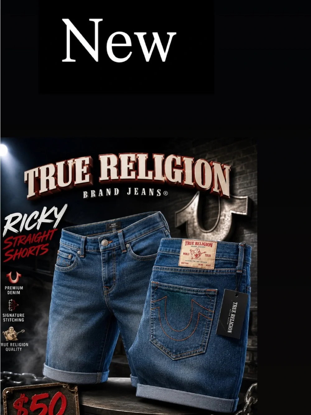 True Religion Ricky Straight Men’s Denim Shorts - Blue